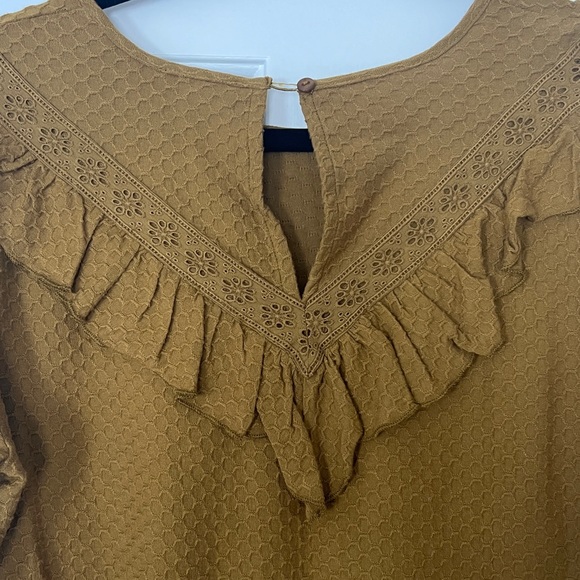 J.Crew Ruffle-trim honeycomb-knit cotton top NWT - Picture 4 of 5